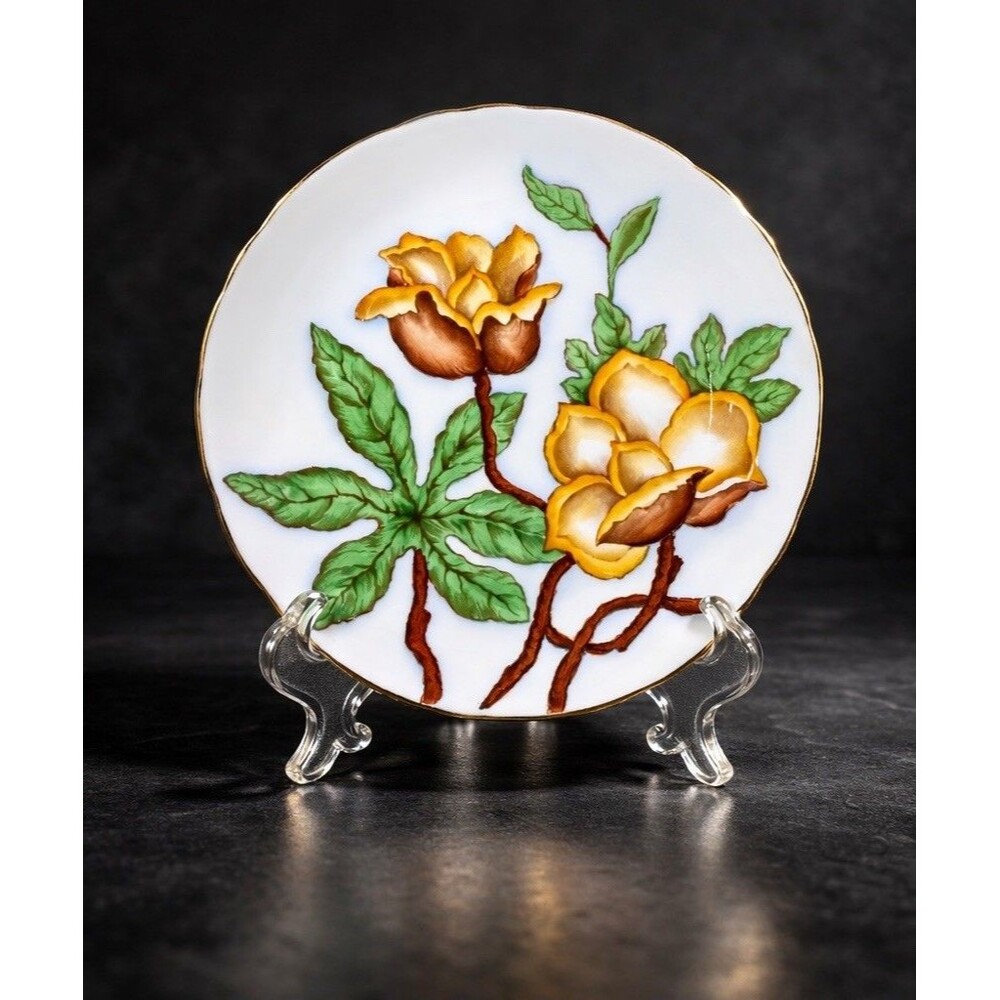 Vintage Tuscan Fine English Bone China Wood Rose Hawaiian Flowers Salad Plate